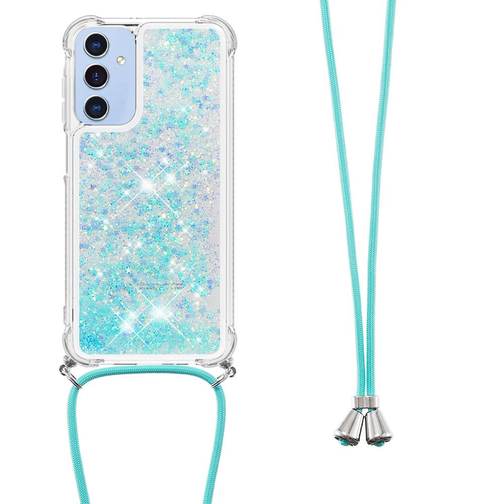 

For Samsung Galaxy A26 5G TPU Case Quicksand Design Phone Cover with Lanyard Blue/Pentagram