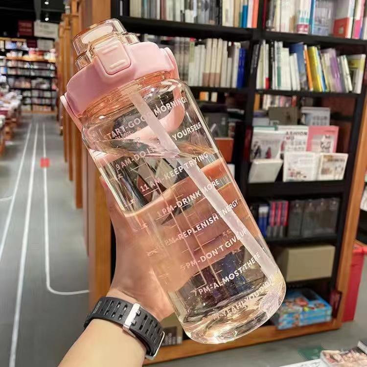 

2000ml Large Capacity Resin Straw Water Cup Fitness Activities Water Bottle High Value Outdoor Use Camping Drinking Tools High Quality 2.0L