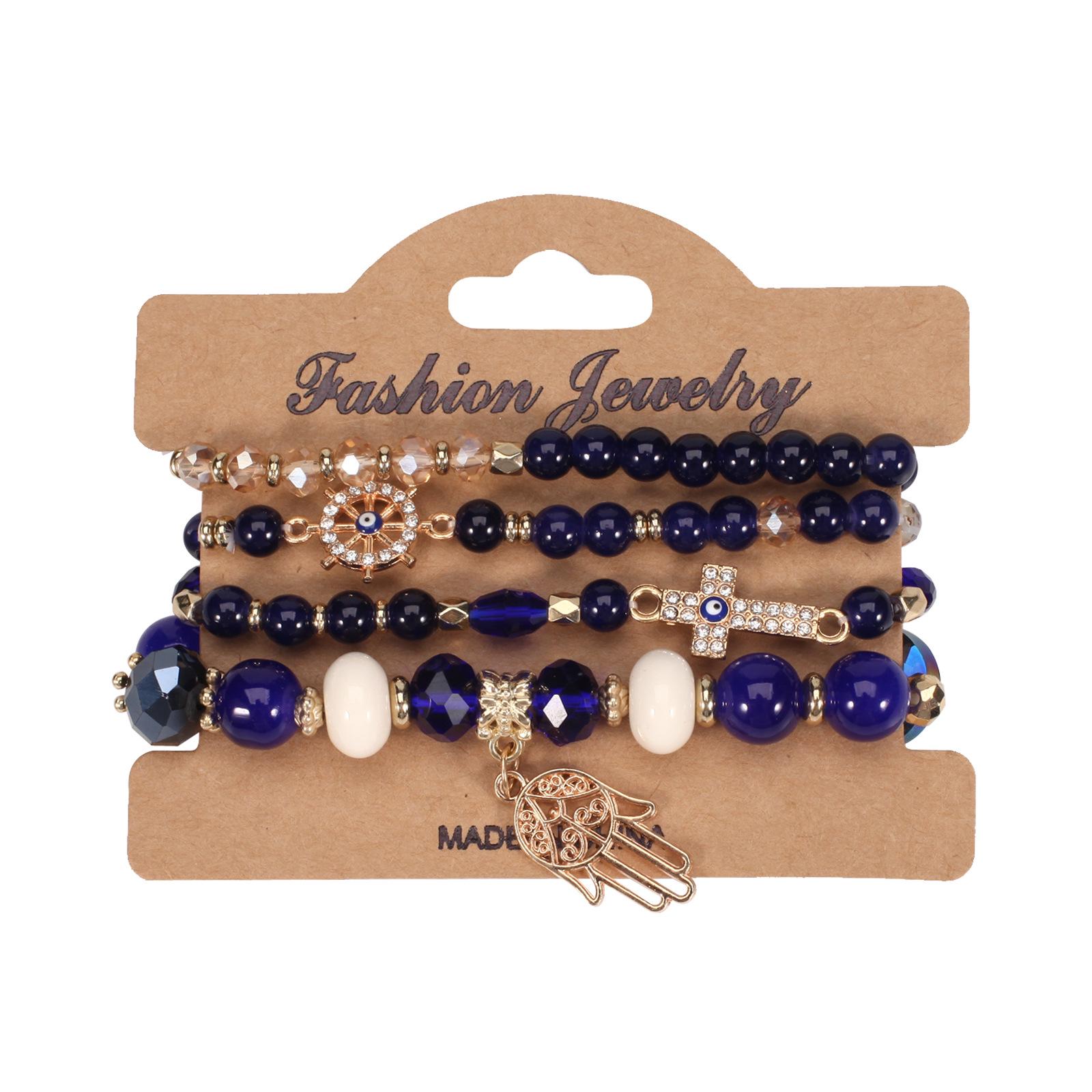 

Богемский многослойный браслет на руку-ладонь с глазом и крестом