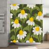 Home Decor Shower Curtain White Daisy Floral Green Bath Mat Waterproof Polyester Bathroom Liner for Kitchen Sink Faucet Cover Se