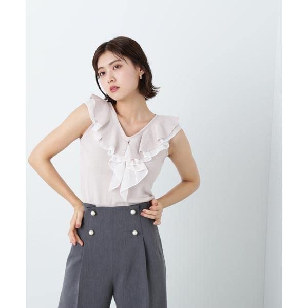 JILL by JILL STUART Ruffled Frill Knit Sweater available from late March to early Pink Women's (Pre-order April)