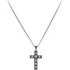Nyaklánc - Amen - Fekete ezüst kereszt - 925 ezüst - Fehér cirkónia - 40 + 5 cm