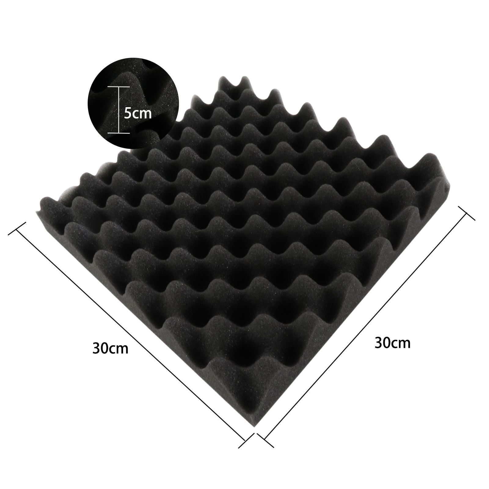 12PCS 30 * 30 * 5cm Schuimpanelen Ei Schuim Pad Geluidsisolatie Schuim voor Home Studio Theater KTV zwart