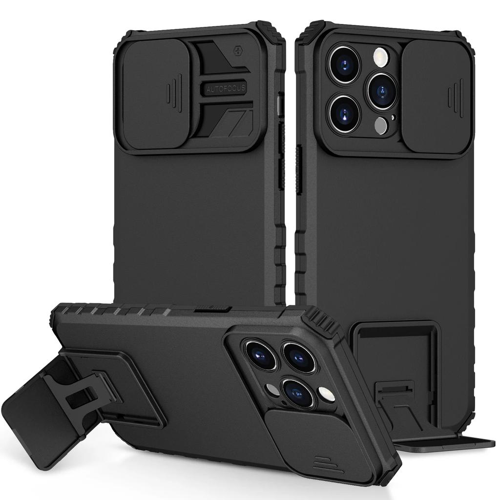 Pancerne etui na telefon z ochroną aparatu typu slide dla IPhone 16 15 14 13 12 11 Pro Max XS X XR 7 8 Plus, plastikowy uchwyt, twarda osłona