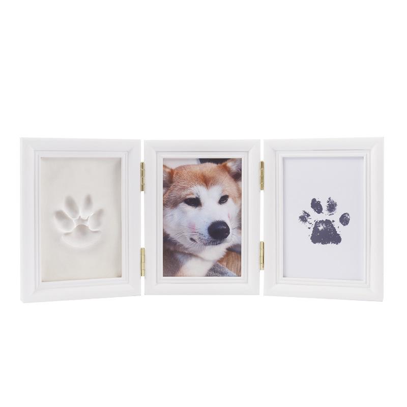 Pet Paw Print DIY Photo Frame with Handprint Clay for Cats & Dogs - Creative Souvenir Ornament