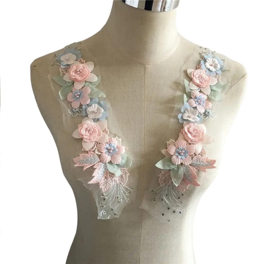 

High Quality 1Pcs Sewing Patch DIY Tulle Imitation Flower Lace Collar Applique Clothes Accessories For Wedding Dress