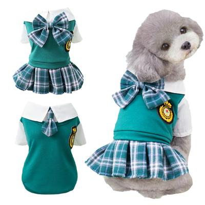 Preppy Style Hundekleidung Hundepaare Kleid Hund T-Shirt Rock für Welpen Kätzchen Kleidung Pudel Chihuahua Kostüme Haustierbekleidung