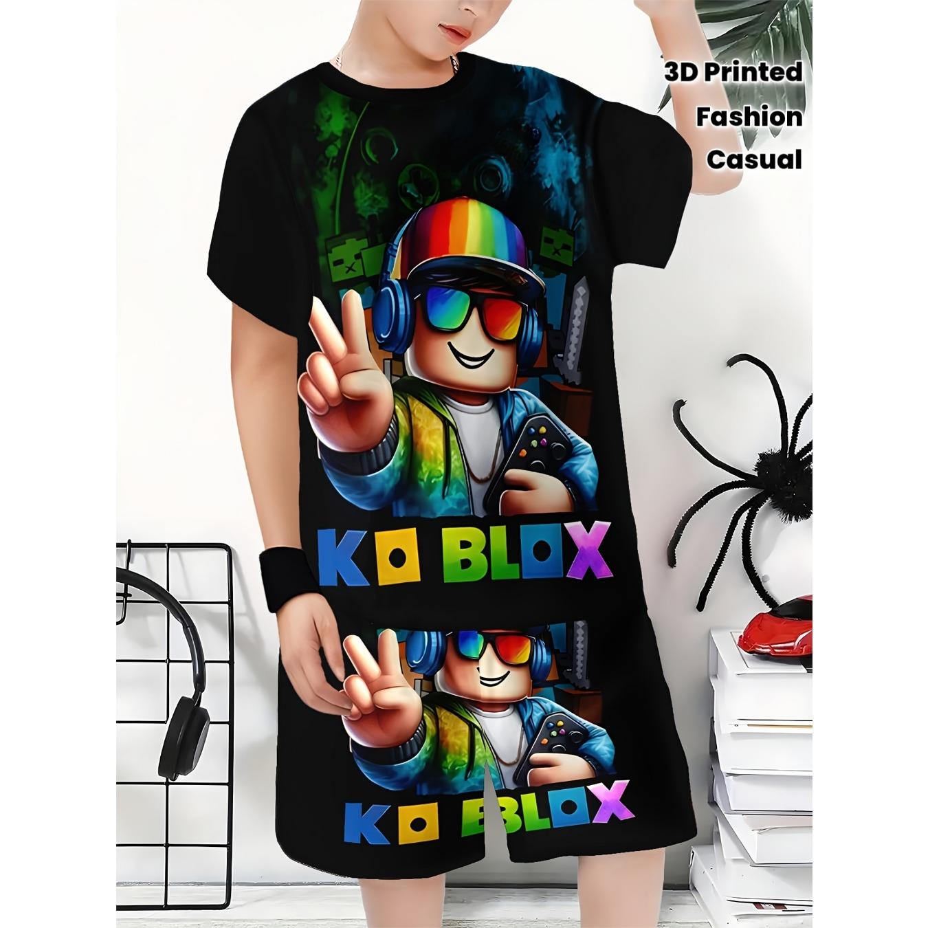 Fashionable 3D printed casual short sleeved shorts, sports shirts, boys outdoor T-shirts, shorts 5-6Y