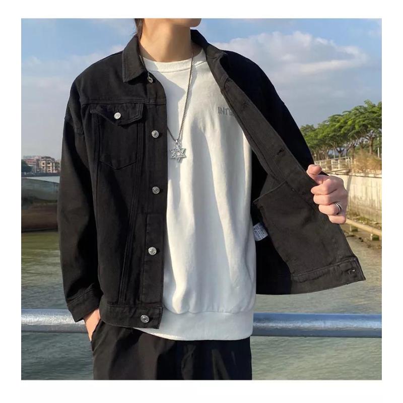 Spring Casual Denim Jacket Men's Trendy Brand All-match Jacket Male Student Tops Trendy Denim Jacket Men