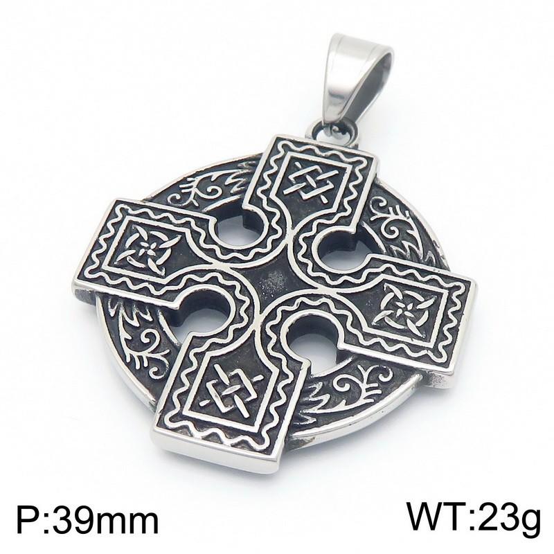 Vintage Nordic Cross Celtic Knot Charm Ornament, Viking Warrior Sword Shield Stainless Steel Men'S Pendant