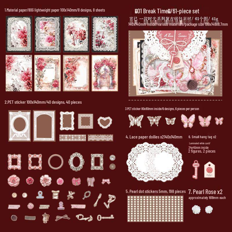 Happy Ribbon Lace Ita Bag: Red Paper Background, Beauty Stickers & Punch Board