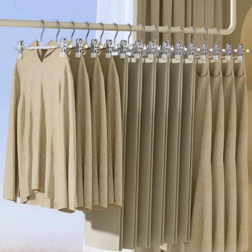 20Pcs Anti-slip Pant Hangers Stainless Steel Pants Clamp Closets Storage Organizer  Living Room