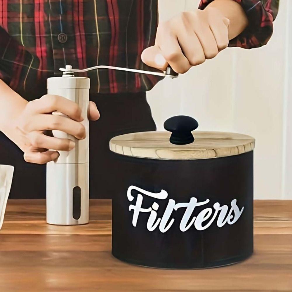 

with Lid Coffee Filter Storage Box Cylindrical Coffee Filter Basket Coffee Filter Paper Holder Bar белый
