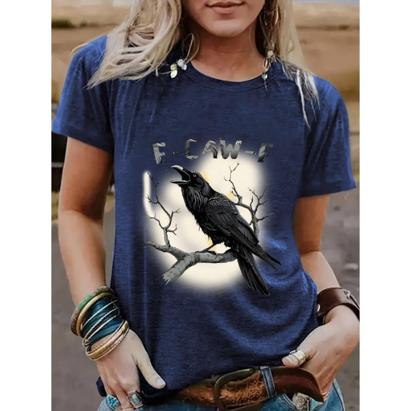 Women's Eagle Print Fashionable Loose Casual Short-sleeved Round-neck T-shirt