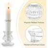 Romadedi Glass for Candlestick - 2 Pcs Clear Small Tapered Candle Holder Dec