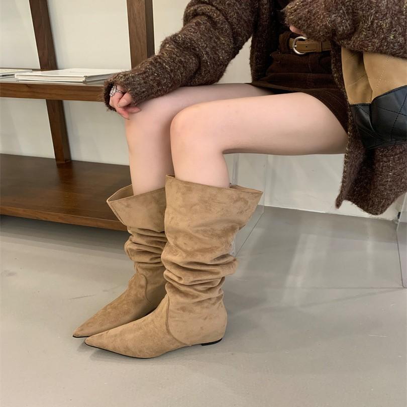 2025 Autumn and Winter New Fashion Versatile Women's Boots, Thin Pointed Stacking Boots, Long Boots, Thin Heels and High Boots