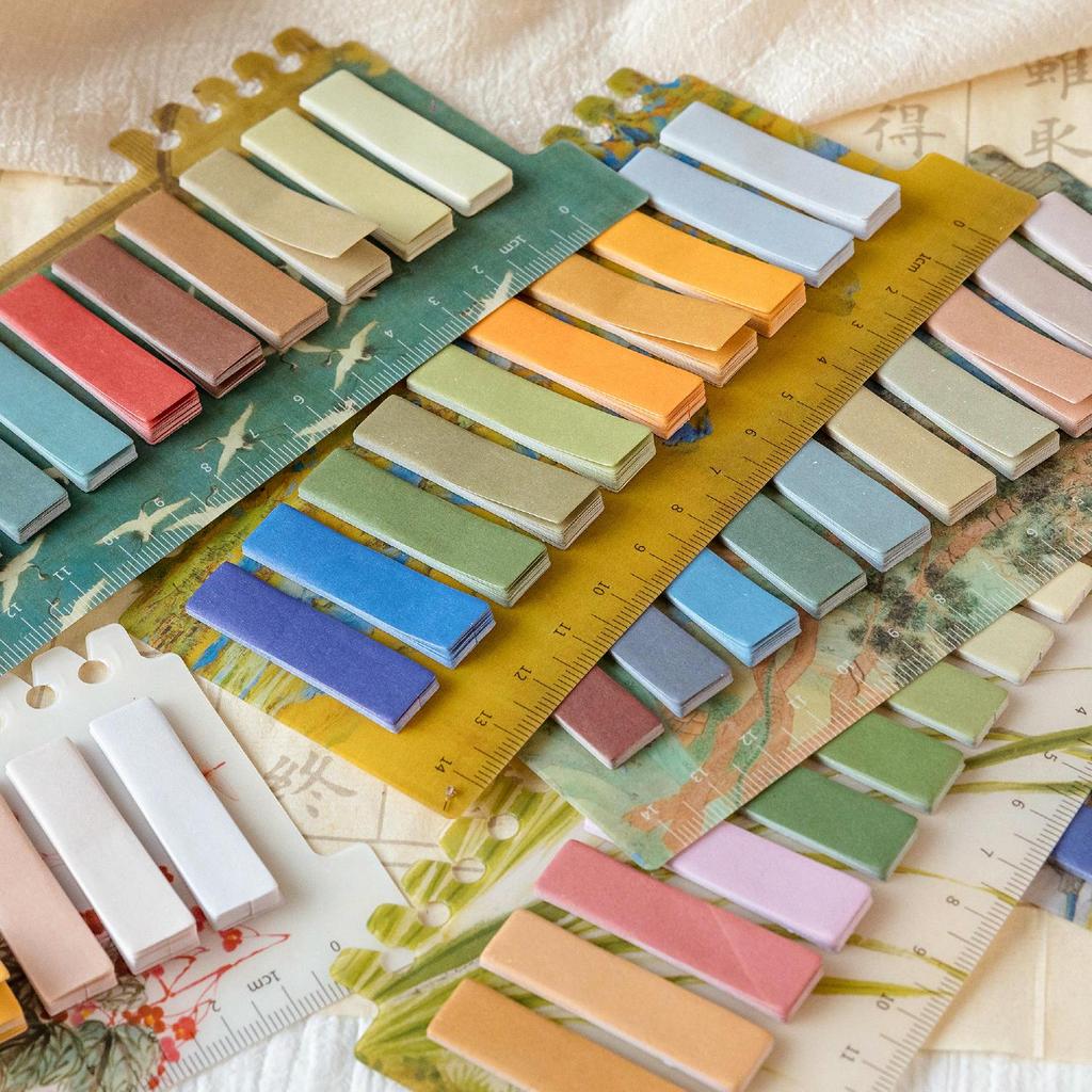 1 stk Retrofarge Notatsett Selvklebende Memo Pad Indeksklistremerker Etikettmerke for kontorskole