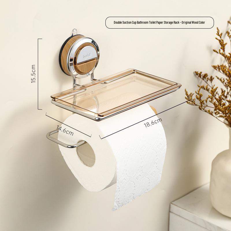 Wall-Mounted Luxury Suction Cup Toilet Paper Holder & Storage Rack
