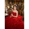 Saia tutu de bolo de vestido de noiva leve nova roupa de fio colorido fotografia de viagem fotografia de rua foto de arte vermelho