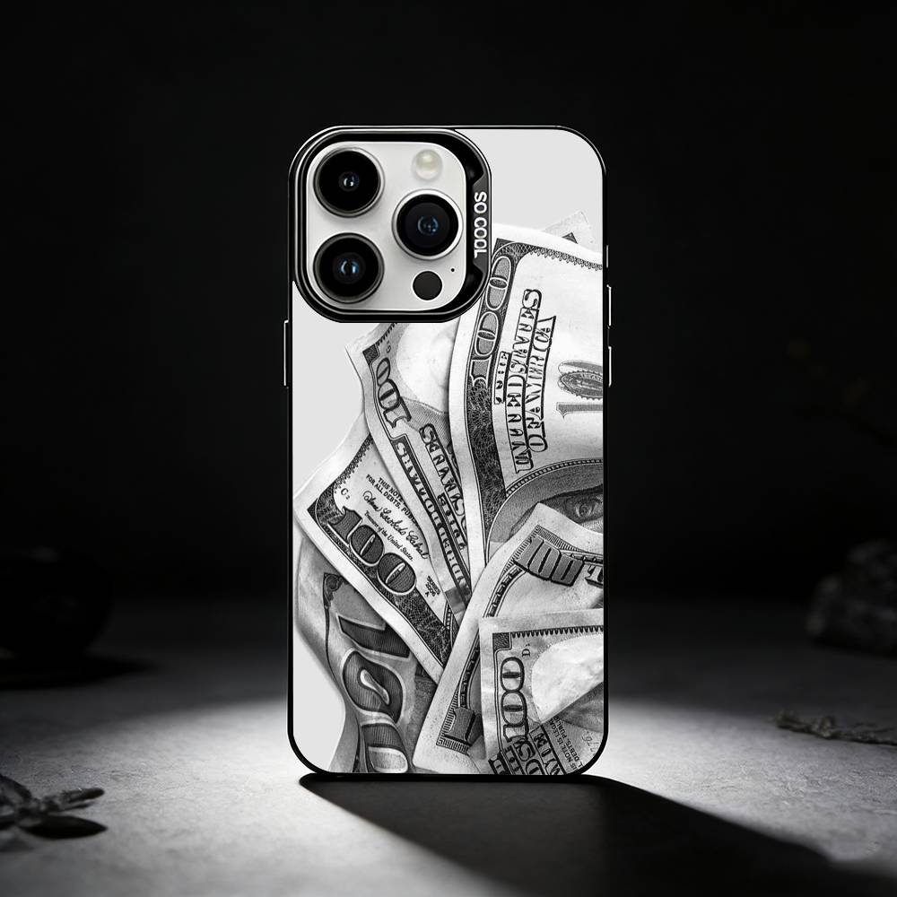 Dollar Bill Money Phone Case For iPhone 17,16,15,14,13,12,11 Plus,Pro Max,XS,Colored silver phone case