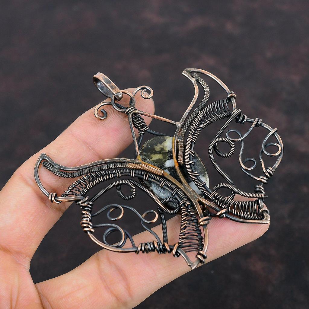 Pandantiv Turcoaz Bivol Alb Pandantiv Înfășurat în Sârmă de Cupru Bijuterii Handmade Pandantiv cu Piatră Prețioasă Bijuterii din Sârmă de Cupru Pandantiv Fluture Pentru Cadou