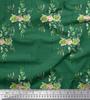 Soimoi Brown Poly Crepe Fabric Square & Leaves Printed Craft Fabric by the Metre 42 Inch