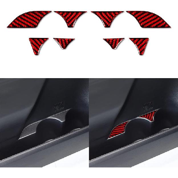 NVCNX Real Premium Carbon Fiber Compatible with Toyota Tacoma 2018 Accessories Car Bed Light Switch Button Panel Cover Interior Trim Red