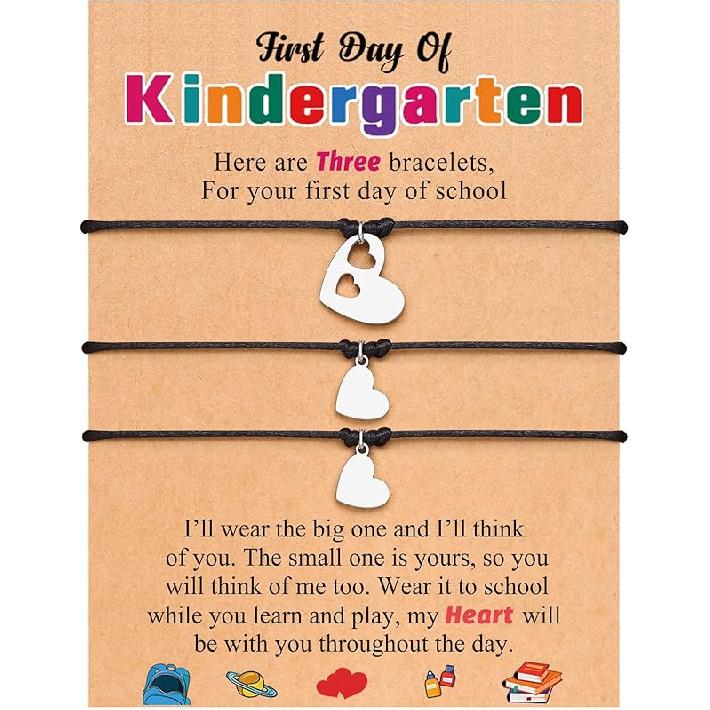 First Day of Kindergarten/Preschool Gift Back to School Bracelet Mommy and Me Matching Mother Daughter Bracelets Set for 3