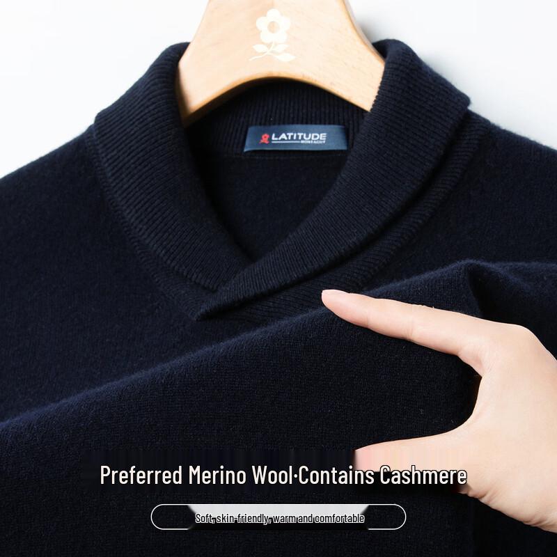 

MONTAGUT Men s Wool Cashmere Blend Shawl Collar Pullover Sweater XL