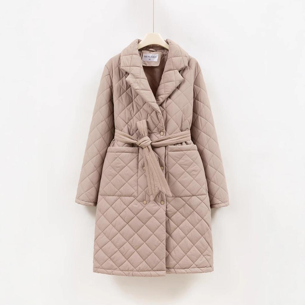 2025 winter new fashion slimming suit collar padded jacket women's age-reducing high-end atmospheric thin and light long cotton jacket women's jacket