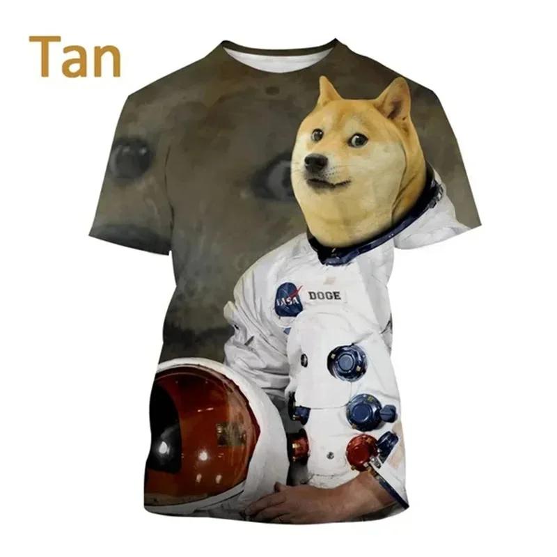 Astronaut Doge Dogecoin Graphic Printed T-Shirt Men Clothing Fashion Meme Cheems Casual 3D Printing Tee Tops