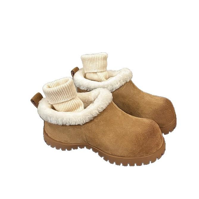 2025 new velvet warm cotton shoes casual wear soft sole one pedal lazy bag head slippers fluffy shoes