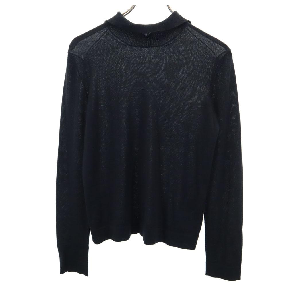 Hermes Cashmere Blend Long Sleeve Sweater 38 Black Series Knit Women Used