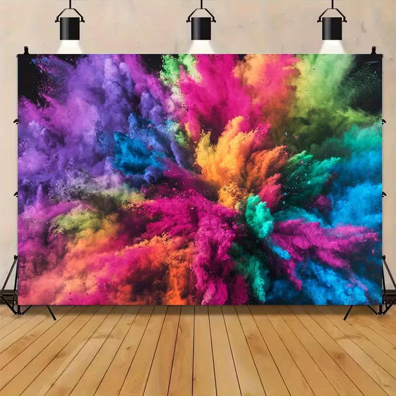 

2D Vibrant Rainbow Explosion Tapestry, Colorful Dust Wall Art for Photoshoot 47.2x31.5inch/120*80cm