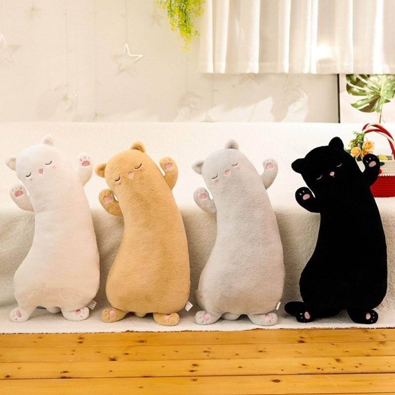 Cute Cat Stuffed Animal Pillow Long and Soft Perfect for Kids Bed or Sofa Decor