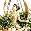 Artistic Floral Container Ballet Dancer Hanging Planter, Ballerina Sitting on Crescent Plant Pot, Decorative Cute Garden Ornament Resin Flower Pot for