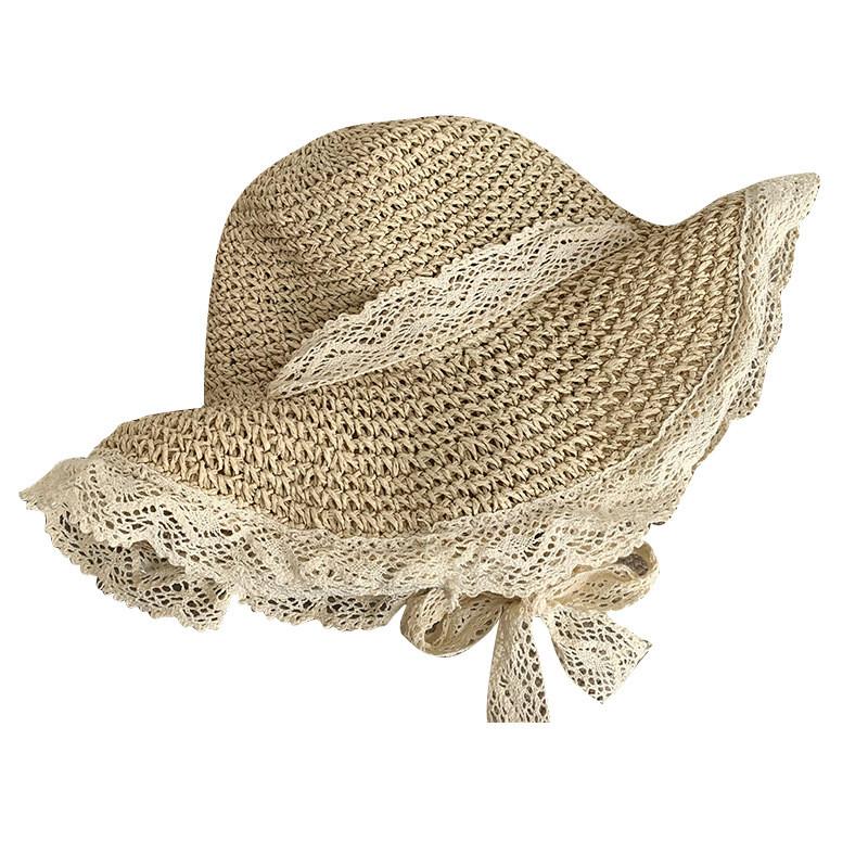 Korean Style Summer Wide Brim Hat For Women Lightweight Breathable Lace Sun Protection