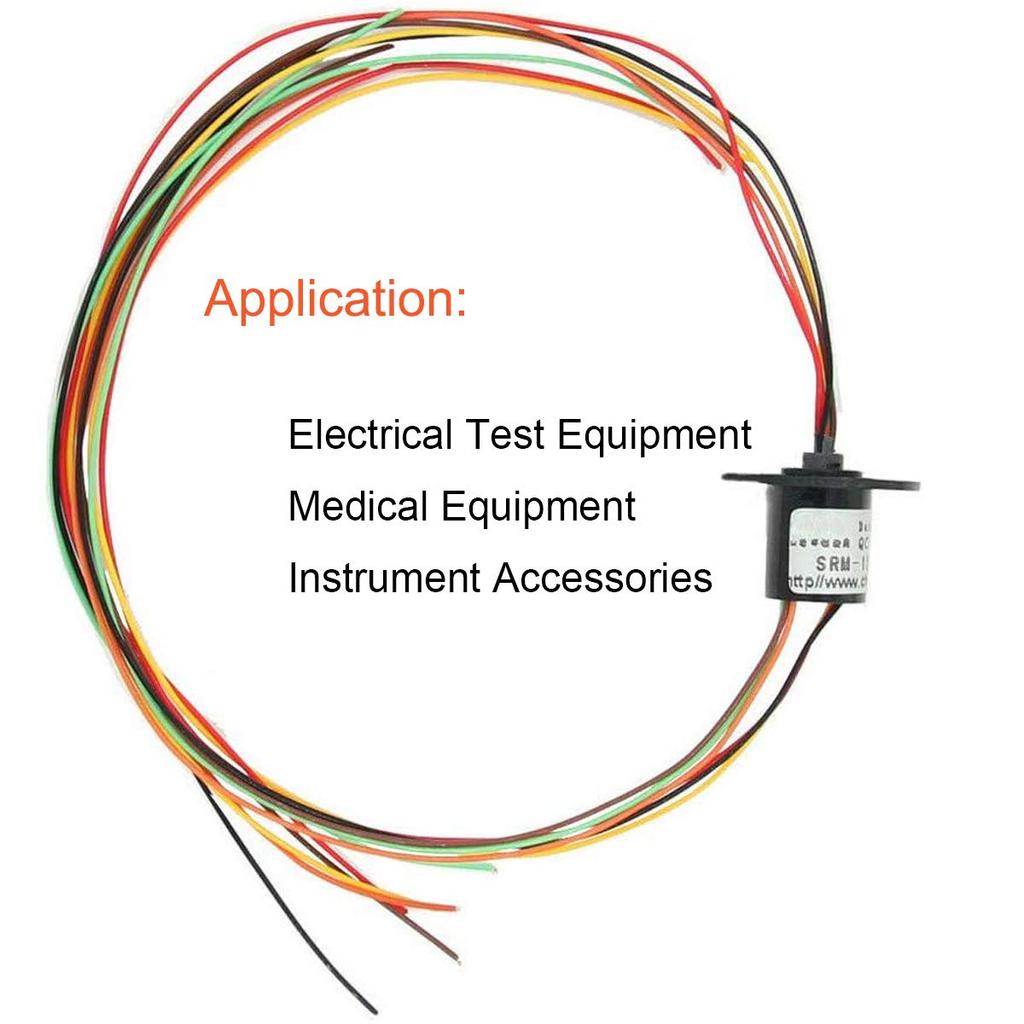 Youmile Capsule Slip Ring, V-Groove Ring 12.5mm Signal Transmitting Electrical Circuit x2A 360° Rotary Joint 300 Rpm 240VAC 6-Wire Monitor for Robot