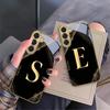 Luxurious Emblem Letters For Samsung Galaxy S26 S20 FE S21 S22 S23 Plus S24 Ultra S25Ultra S21+  S22Plus Golden Glass Phone Case