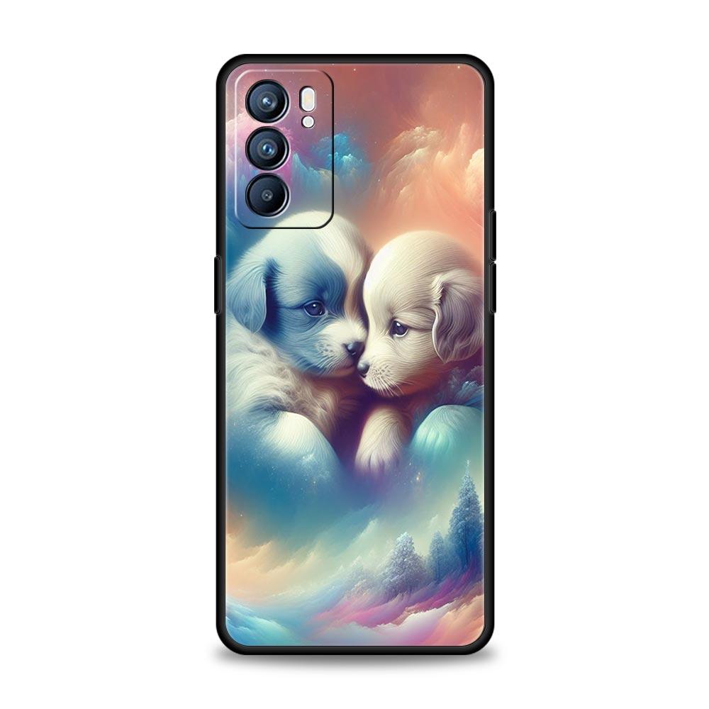Cute Little Dog Phone Case For Oppo Reno 13 12 11 10 7 F Find X5 X6 A98 A80 A79 A78 A57 A54 A31 A17 Pro 5G Soft TPU Cover Capas