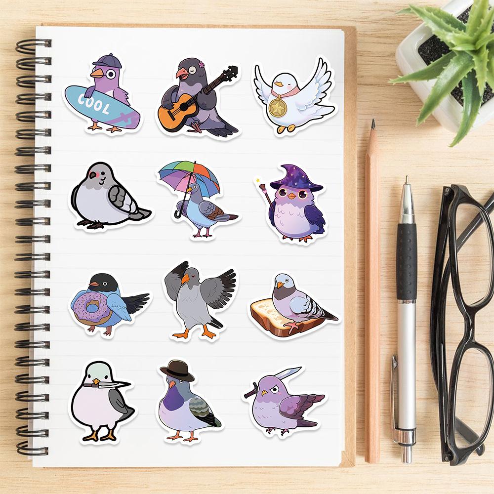 50 Cartoon Pigeon Doodle Stickers Guitar Notebook Suitcase DIY Waterproof Stickers