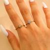 Retro Charm Sparkling Full Zircon Sun Flower Start Adjustable Opening Ring for Women Stainless Steel Finger Jewelry Accessories
