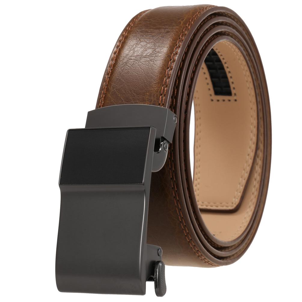 Men'S Clothing Accessories Casual Belt, Alloy Automatic Buckle Two-Layer Cowhide Belt Ly36-24974-1