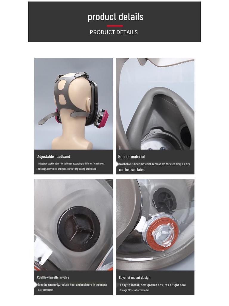 Masque respiratoire de protection 6200 pour peinture en aérosol, pesticide, produit chimique, gaz et formaldéhyde