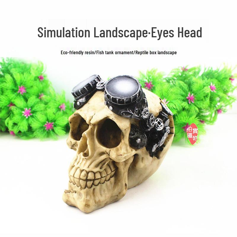 T-Rex Skull & Bone Reptile Tank Decor, Halloween Prop