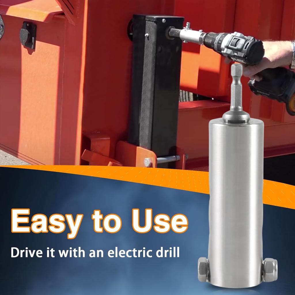 Upgraded Stainless Steel Trailer Jack Electric Drill Adapter With A 1/2 In Socket Adapter Bit Compatible With 1 Inch Jack Drive Shaft