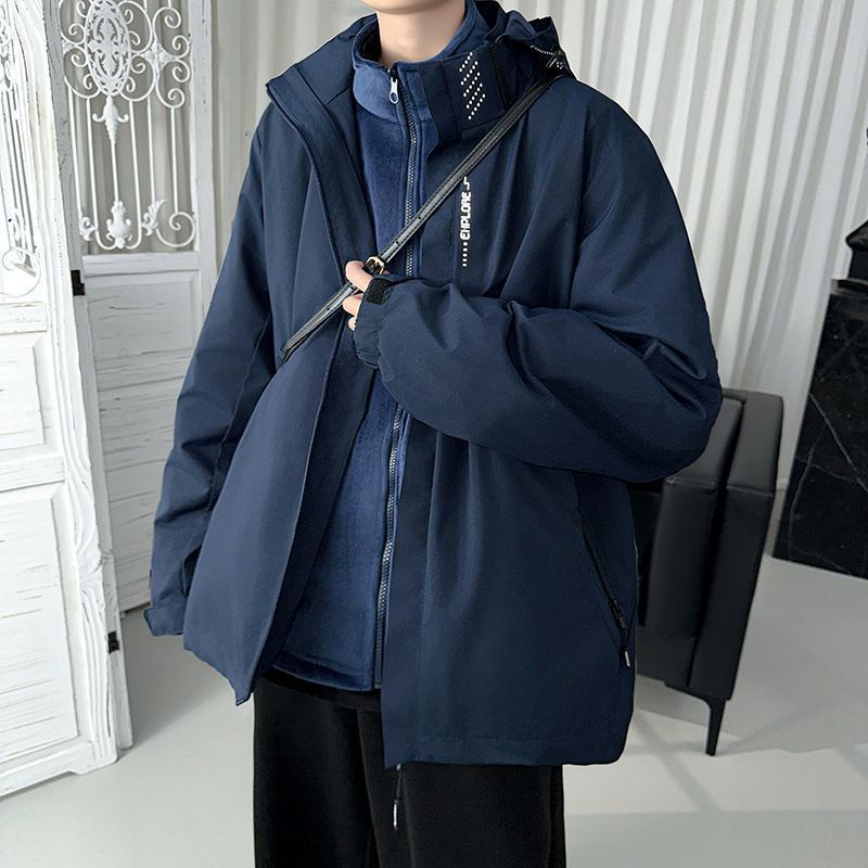 Jacket Three-in-one American Hiphop Functional Men's Autumn and Winter Plus Velvet Jacket Hooded Sports Jacket Couple