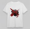 Men's Fashion Oversize T-Shirt Red Rose Splatter Art Tee Short Cotton Tee White