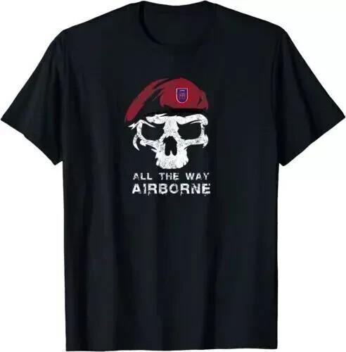 HOT Vintage Army 82Nd Airborne All The Way Skull Maroon Beret T-Shirt S-5XL Unisex T-Shirt S