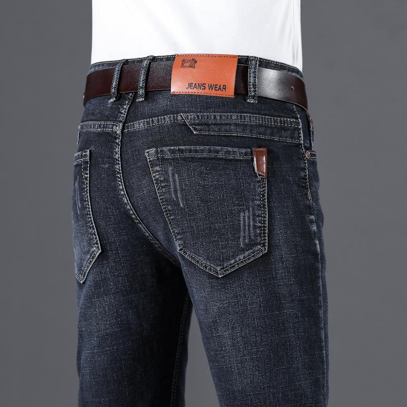 Summer Men's Loose Light-coloured Jeans Fashionable and Comfortable Mid-waist Slim Stretch Straight Long Trousers